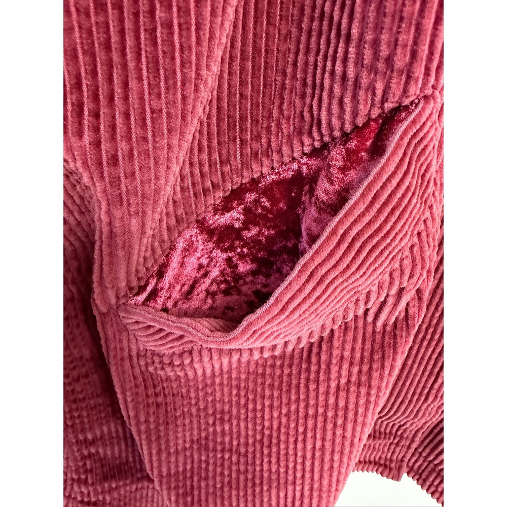 J. Jill Women's Corduroy Jacket Maroon Velvet Trim Button Front Chore Coat XL - Picture 4 of 8